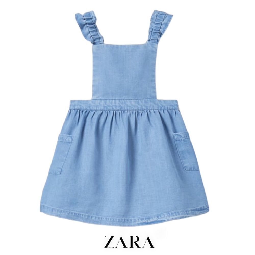 ZARA Kids Blue Chambray Ruffle Strap Dress NWT Size 5/6 - Picture 2 of 5